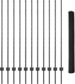 vidaXL Εξωτερική εξάγωνη περίφραξη με στήλη 25 x 1,4 μ Γκρι Δίχτυ