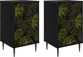 vidaXL Κομοδίνο ELBURG 2 τμχ. Μαύρη Δρυς 36 x 33 x 61 εκ.