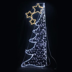 "HALF XMAS TREE", 252&amp;200LED ΕΠΙΣT ΣΧΕΔ 7mΜΟΝΟΚ. ΦΩΤ+ΛΑΜ ΣΕΙΡ,CW+ΚΙΤΡ ΣΤΑΘ,IP44,750x200CM,1.5m ΤΡ ACA X082522219