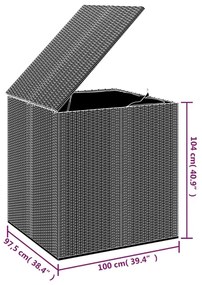 Κουτί Μαξιλαριού Κήπου Μαύρο 100x97,5x104 εκ. Ρατάν Πολυαιθ. - Μαύρο