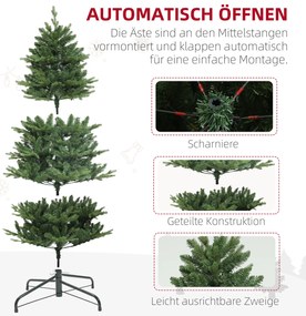 HOMCOM Χριστουγεννιάτικο Δέντρο, Τεχνητή Ελάτη, Ρεαλιστικό, Φαρδύ &amp; Πλούσιο, 180 x Φ105 cm, Πράσινο