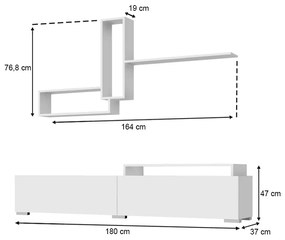 Σύνθεση τηλεόρασης Odessa Megapap χρώμα λευκό 180x37x47εκ.