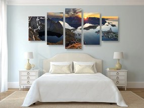 Εικόνα 5 τμημάτων μαγευτικό πανόραμα βουνού με ηλιοβασίλεμα - 100x50