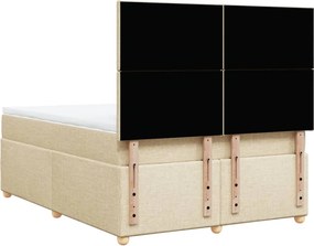 vidaXL Κρεβάτι Boxspring με Στρώμα Κρεμ 140x190 εκ. Υφασμάτινο