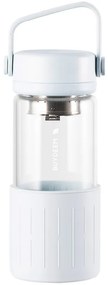 Μπουκάλι τσαγιού με εγχυτήρα BUYDEEM DG42, 300 ml, Προστατευτικό σιλικόνης, Λευκό