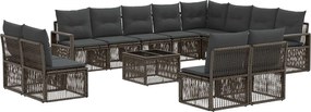 vidaXL Σετ Καναπέ Κήπου 13 pcs Γκρι συνθετικό ρατάν