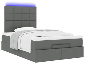 Οθωμανικό κρεβάτι με στρώμα &amp; LEDs Σκούρο γκρι 120x190cm Ύφασμα - Γκρι