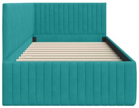 vidaXL Κρεβάτι Γωνίας με κεφαλάρι Τιρκουάζ 90 x 190 cm Βελούδο