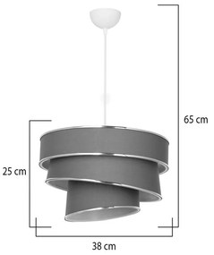 Φωτιστικό οροφής μονόφωτο Tazma ύφασμα σε γκρι απόχρωση Φ38x65εκ 38x38x25 εκ.