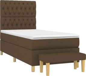 vidaXL Κρεβάτι Boxspring με Στρώμα Σκούρο Καφέ 90x190 εκ. Υφασμάτινο