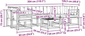 vidaXL Σειρά Καναπέ Εξωτερικού με μαξιλάρι 8 pcs Λευκό και Μπεζ