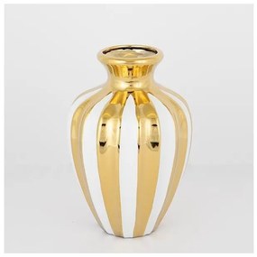 Βάζο Κεραμικό Λευκό &amp; Χρυσό 18x31cm 752-20105 Estheti-752-20105-Λευκό-Χρυσό 752-20105