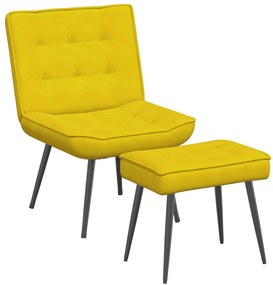 vidaXL Πολυθρόνα Relax Κίτρινη Βελούδινη με Σκαμπό