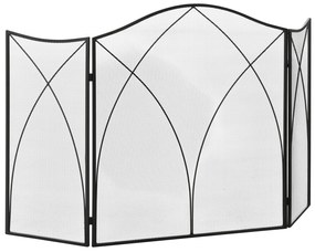 HOMCOM Προστατευτικό τζακιού, τριπλό αναδιπλούμενο, μεταλλική κατασκευή, επίστρωση, 108x2x76 cm, μαύρο