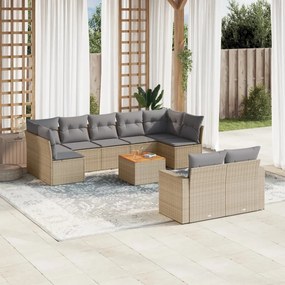 vidaXL Patio Sofa Set 9-θέσια Μικτό μπεζ και γκρι