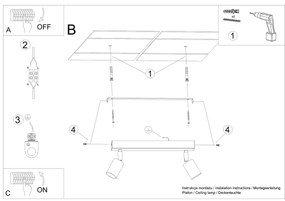 Sollux Φωτιστικό οροφής Verdo 2,2xGU10/10w, Χρώμα μαύρο /ξύλο