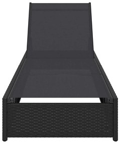 vidaXL Καρέκλα Ήλιου Μαύρη 60 x 200 x 27 cm Πολυ Ρατάν