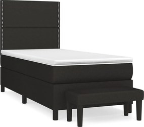 vidaXL Κρεβάτι Boxspring με Στρώμα Μαύρο 90x200 εκ. Υφασμάτινο
