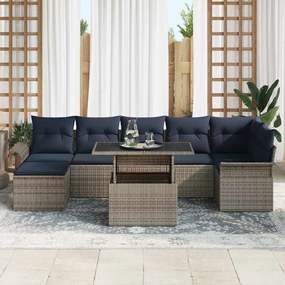 vidaXL Σετ Καναπέ Κήπου με μαξιλάρι 8 pcs Γκρι Πολυ Ρατάν
