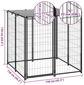 vidaXL Σπιτάκι σκύλου Μαύρο 110 x 110 x 110 από Ατσάλι