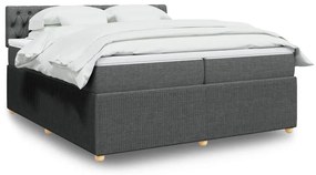 vidaXL Κρεβάτι Boxspring με Στρώμα Σκούρο Γκρι 200x200 εκ. Υφασμάτινο