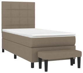 Κρεβάτι Boxspring με Στρώμα Taupe 90x190 εκ.Υφασμάτινο - Μπεζ-Γκρι