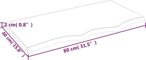 vidaXL Πάγκος Μπάνιου Αν. Καφέ 80 x 40 x 2 εκ. από Επεξεργ. Μασίφ Ξύλο