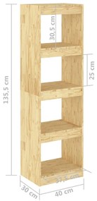 Βιβλιοθήκη/Διαχωριστικό Χώρου 40x30x135,5 εκ. Μασίφ Ξύλο Πεύκου - Καφέ