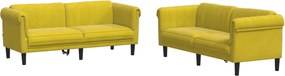vidaXL Σαλόνι Σετ 2 Τεμαχίων Κίτρινο από Βελούδο