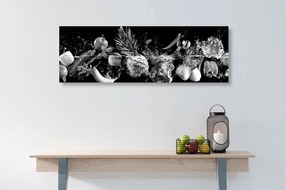 Εικόνα βιολογικών φρούτων και λαχανικών σε μαύρο & άσπρο - 135x45