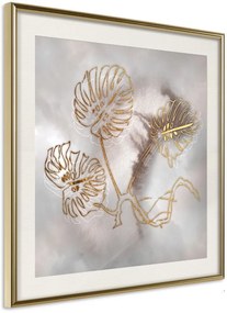 Αφίσα - Golden Monstera Leaves - 50x50 - Χρυσό - Με πασπαρτού