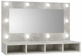 Έπιπλο Καθρέπτη με LED Γκρι Σκυροδέματος 90x31,5x62 εκ. - Γκρι