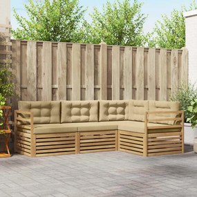 vidaXL Σειρά Καναπέ Εξωτερικού 4 pcs Λευκό και Μπεζ