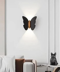 Μοντέρνα Απλίκ Πεταλούδα Led IP65 Μαύρη Γόβδη Ημέρας 14x16 cm