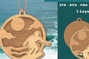 Σετ των 2 Intra απο ξύλο plywood 3mm-4mm πάχος – Σέρφινγκ Στολίδι Δίασταση  20x20 cm INTRAFABR-112013542