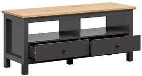 Τραπέζι Tv Boston CG117, Artisan βελανιδιά, Γραφίτης, Αριθμός συρταριών: 2, 137x59x47cm, 47 kg | Epipla1.gr