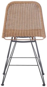 Καρέκλα Pamela pe rattan φυσικό - μαύρα μεταλλικά πόδια 44x58x82 εκ. 44x58x82 εκ.