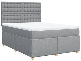 vidaXL Κρεβάτι Boxspring με Στρώμα Ανοιχτό Γκρι 140x200 εκ. Υφασμάτινο