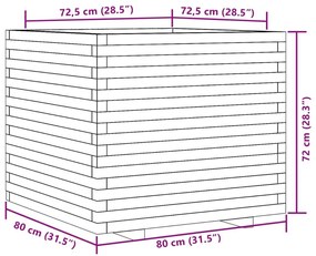 Ζαρντινιέρα 80x80x72 εκ. από Μασίφ Ξύλο Πεύκου - Καφέ