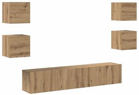 vidaXL Ντουλάπι TV 6 pcs Καφέ 160 x 30 x 30 εκ. Επεξεργασμένο ξύλο