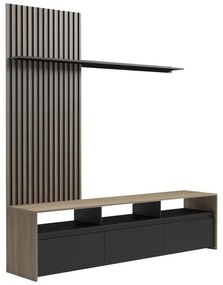 Σύνθετο σαλονιού Delfina σε sonoma με μαύρη απόχρωση 190x40x199.5εκ 190x40x199.5 εκ.
