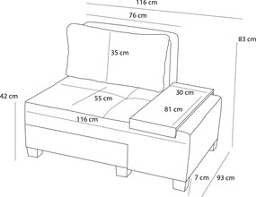 1-Seat Sofa-Bed Perenna Linen Left - Grey Grey