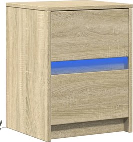 vidaXL Κομοδίνο με Φώτα LED Sonoma Δρυς Επεξεργασμένο Ξύλο