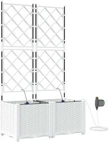 vidaXL Γλάστρα Κήπου 2 τμχ. Λευκό 80 x 40 x 142 cm PP