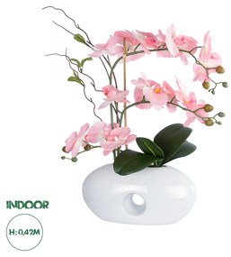 GloboStar® Artificial Garden PINK ORCHID 21126 Διακοσμητικό Φυτό Ροζ Ορχιδέα Υ42cm