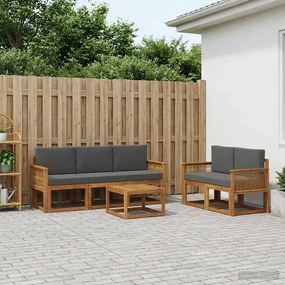 vidaXL Σειρά Καναπέ Εξωτερικού 6 pcs Φυσικό και Ανθρακί Πολυεστέρας