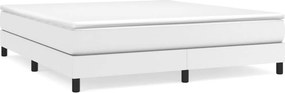 vidaXL Κρεβάτι Boxspring με Στρώμα Λευκό 180x200 εκ. Συνθετικό Δέρμα
