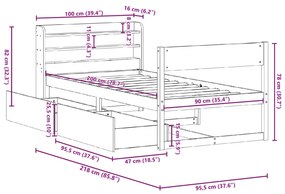 Σκελετός Κρεβ. Χωρίς Στρώμα Καφέ Κεριού 90x200 εκ Μασίφ Πεύκο - Καφέ