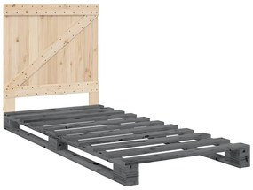vidaXL Πλαίσιο Κρεβατιού με Κεφαλάρι Γκρι 90x200 εκ. Μασίφ Ξύλο Πεύκου