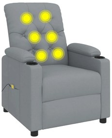 vidaXL Πολυθρόνα Μασάζ Ανοιχτό Γκρι Υφασμάτινη